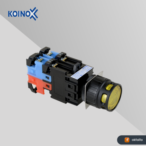 KOINO Switch Ø22 KH-2204LP-TL-Y [Illuminated Push Button LED Lamp:(Yellow) 1NO+1NC]