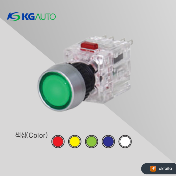 KG auto Lamp Push button switch [KDX-FAD21W, Ø16 rectangular plastic guide,12/24Vac,Alternate,1a1b,White]